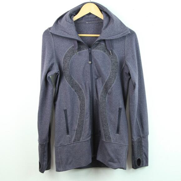 Lululemon Stride Jacket 6 Heathered Royalty Full Zip Hooded Thumb Holes Hoodie - Picture 6 of 10
